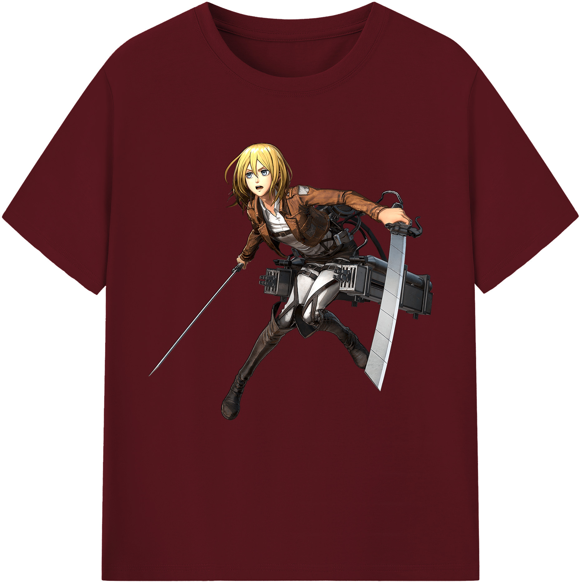 （画像用） 進撃の巨人 クリスタ·レンズ Attack on Titan Christa Lenz 綿100％半袖Tシャツ（フロントプリント）